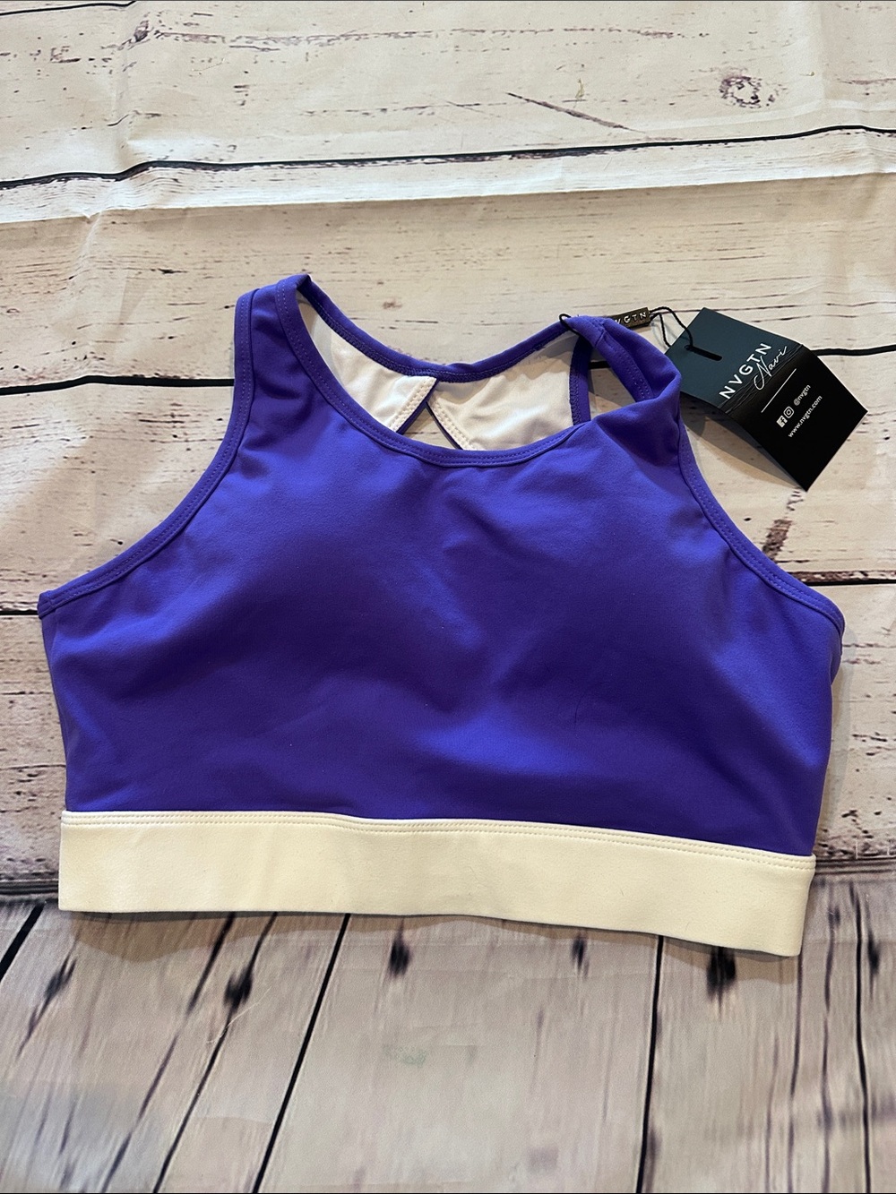 NVGTN Women's Purple & White High-Neck Sports Bra
